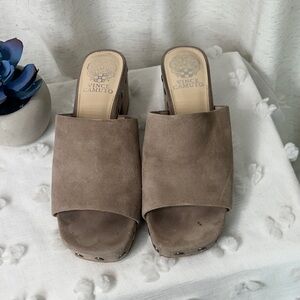 Vince Camuto Taupe Suede Slide Mules